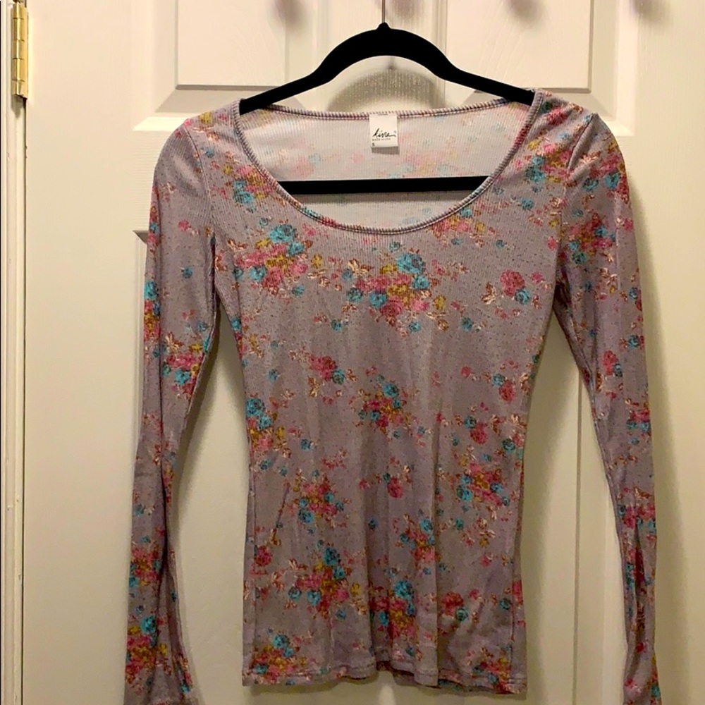 Gray Floral Longsleeve